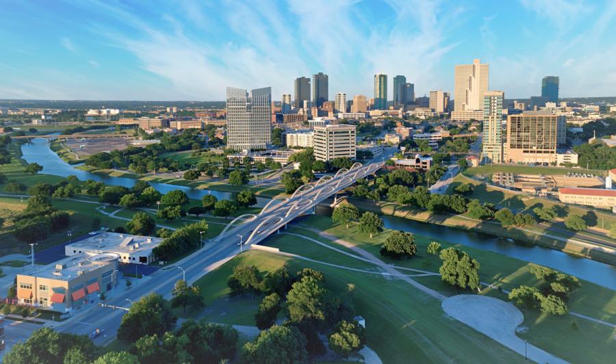 Aerial view of downtown Fort Worth, Texas